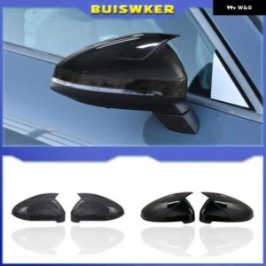 グロスブラックサイドウィングリアビューバックミラー カバー ケースキャップ アウディ A4 S4 RS4 B9 2016 -2020 A5 S5 RS5