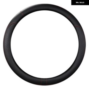 車用PUレザー 汎用 ステアリングホイール カバー 38CM 車内アクセサリー ブラック