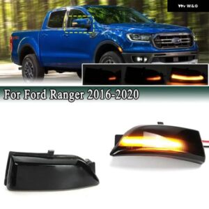 フォード レンジャー 2016-2020 サイドミラー LED ウィンカーライト ブラックレンズ 流れるサイドウィング バックミラー インジケーター