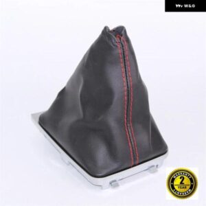 VW ゴルフ 7 A7 MK7 GTI GTD 2013 - 17 カー スタイリング ギアスティック シフト ノブ ブラックレザー ブーツ レッドスレッド付き