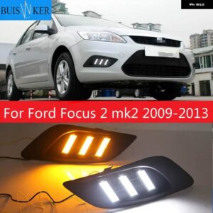 車用LED DRL フォード フォーカス 2 MK2 2009-2013 フロント ドライビング ランプ フォグランプ デイタイム ランニング ライト DRL ホワイト 12V - WHITE
