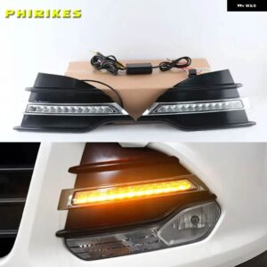 LED フォグランプ イエローウィンカー付き フォード クーガ エスケープ 2013-16年式 デイタイム ランニングライト DRL デイライト - WHITE