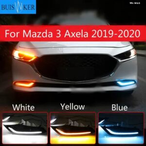 マツダ 3 アクセラ 2019 2020 LED デイタイム ランニングライト 防水 12V イエロー ウィンカー インジケーター ライト バンパー ランプ LED DRL - White and Yellow