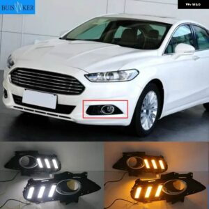 フォード モンデオ フュージョン 2013-16 イエロー ウィンカーリレー 防水 車用 DRL ランプ LED デイタイム ランニングライト - White and Yellow