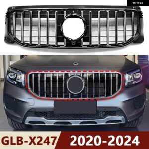 2020-2023 X247 GLB クラス メルセデス ベンツ GLB180 GLB200 GLB250 GT スタイル シルバー ブラック アッパー バンパー フード メッシュフロント グリル - X247 20-23 Silver A