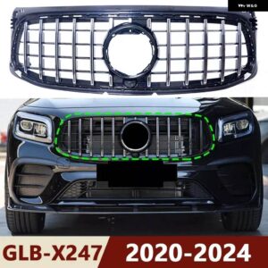 2020-2023 X247 GLB クラス メルセデス ベンツ GLB180 GLB200 GLB250 GT スタイル シルバー ブラック アッパー バンパー フード メッシュフロント グリル - X247 20-23 Silver B