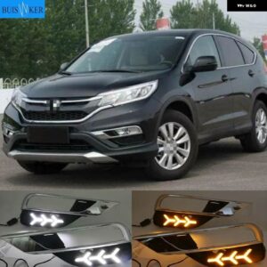 ホンダ CRV CR-V 2015 2016 DRL デイタイム ランニングライト DRL ウィンカー フォグランプ リレー付き デイライトカー スタイル 2個 - White and Yellow