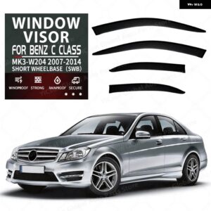 ベンツ C クラス W202 W203 W204 W205 W206 ウェザーシールド ウィンドレインガード アクセサリー ブライトストリップ ウィンドデフレクター - W204 Black