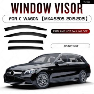 ベンツ C クラス W202 W203 W204 W205 W206 ウェザーシールド ウィンドレインガード アクセサリー ブライトストリップ ウィンドデフレクター - S205 Black