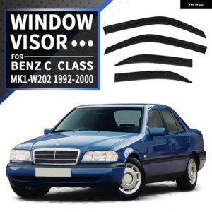 ベンツ C クラス W202 W203 W204 W205 W206 ウェザーシールド ウィンドレインガード アクセサリー ブライトストリップ ウィンドデフレクター - W202 Black