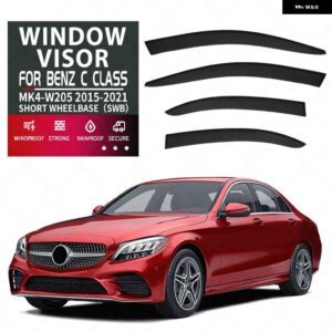 ベンツ C クラス W202 W203 W204 W205 W206 ウェザーシールド ウィンドレインガード アクセサリー ブライトストリップ ウィンドデフレクター - W205 Black