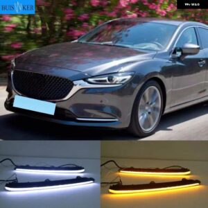 2個 車用 DRL ランプ LED デイタイム ランニングライト マツダ 6 アテンザ 2019-22 イエローウィンカー フォグランプ 付き - white　and　yellow