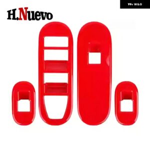 ミニ電動J05 ACEMA車用ウィンドウリフトスイッチ ボタン カバー トリム ドア アームレスト パネル ハンドル ホルダー フレーム ステッカー 4個 - red