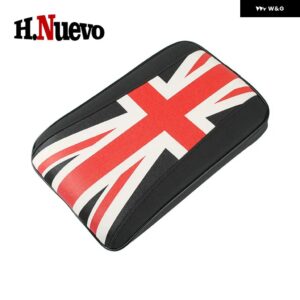 車用レザー MINI COOPER F54 F55 F56 F60 オートハンドレスト パッド センター アームレスト 収納 ボックス カバー マット アクセサリー - Black Union Jack