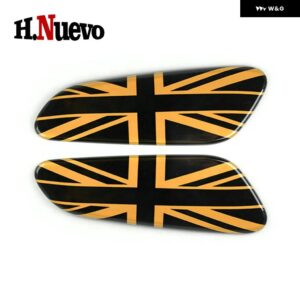 車内 ステッカー アームレスト ボックス カバー ステッカー デカール 装飾 ケース ミニクーパー F60 カントリーマン F60 カー スタイリング 2枚 - Gold Union Jack