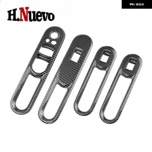 4枚入り 車内ドア窓リフト パネル カバー ステッカー MINI COOPER F60 COUNTRYMAN F54 CLUBMAN 車アクセサリー - Carbon fiber pattern