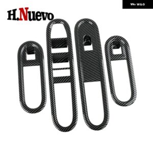 ミニ カントリーマン U25 2024 2025 車ドア アームレスト パネル ハンドル ホルダー ウィンドウリフトスイッチ ボタン カバー トリム ABSアクセサリー 4個 - Carbon fiber pattern