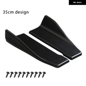 35CM 48CM 汎用 カースポイラー 横 バンパー リアサイドスカート リップロッカーウィング カーボン 光沢ブラック トリム - 35cm black