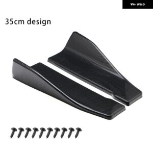35CM 48CM 汎用 カースポイラー 横 バンパー リアサイドスカート リップロッカーウィング カーボン 光沢ブラック トリム - 35cm Carbon Fiber