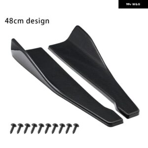 35CM 48CM 汎用 カースポイラー 横 バンパー リアサイドスカート リップロッカーウィング カーボン 光沢ブラック トリム - 48cm Carbon Fiber