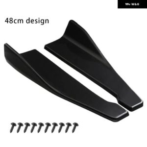 35CM 48CM 汎用 カースポイラー 横 バンパー リアサイドスカート リップロッカーウィング カーボン 光沢ブラック トリム - 48cm black