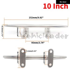 4/5/6/8/10/12インチ ボートクリート ボートグラブハンドル 316 ステンレス ボートデッキクリートハードウェア マリンヨットボートアクセサリー - 10 inch