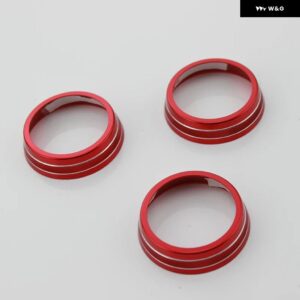 3個 車用 エアコン ホイール ボタン トリム スイッチノブカバー ジープ コンパス 2017 - 20 - red