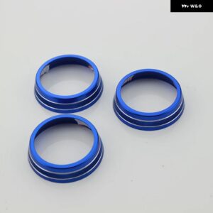 3個 車用 エアコン ホイール ボタン トリム スイッチノブカバー ジープ コンパス 2017 - 20 - blue