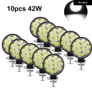 42W 48W ミニLED作業灯 12V 24V LED ライトバー オフロードスポットライト ジープ トラック 4X4 車 SUV ATV BARRA LED ヘッドライト - 10pc 42W