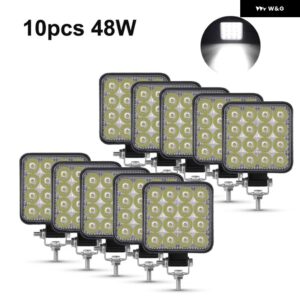 42W 48W ミニLED作業灯 12V 24V LED ライトバー オフロードスポットライト ジープ トラック 4X4 車 SUV ATV BARRA LED ヘッドライト - 10pc 48W