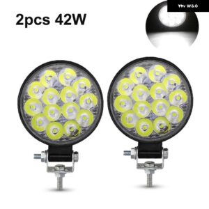 42W 48W ミニLED作業灯 12V 24V LED ライトバー オフロードスポットライト ジープ トラック 4X4 車 SUV ATV BARRA LED ヘッドライト - 2pc 42W