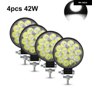 42W 48W ミニLED作業灯 12V 24V LED ライトバー オフロードスポットライト ジープ トラック 4X4 車 SUV ATV BARRA LED ヘッドライト - 4pc 42W