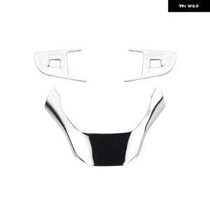 3個 プジョー 408 2014-2019 ABS ステアリングホイール 光沢カバー 装飾 ステアリングホイール パッチ カーアクセサリー - ABS Silver