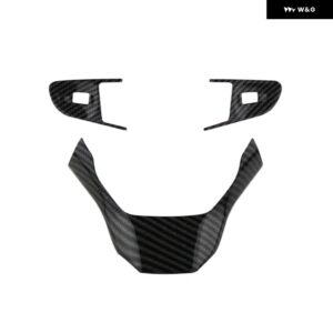 3個 プジョー 408 2014-2019 ABS ステアリングホイール 光沢カバー 装飾 ステアリングホイール パッチ カーアクセサリー - ABS carbon fiber