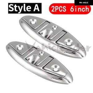 4.5/5/6/8インチ マリングレード ボート ステンレス 折りたたみ 式 プルアップクリート ドックデッキ マリンハードウェア ラインロープクリート - 2PCS 6inch Style A