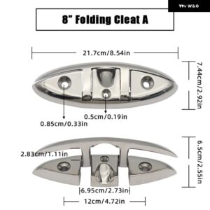 4.5/5/6/8インチ マリングレード ボート ステンレス 折りたたみ 式 プルアップクリート ドックデッキ マリンハードウェア ラインロープクリート - 1PC 8inch Style A