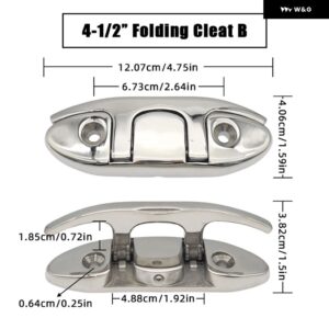 4.5/5/6/8インチ マリングレード ボート ステンレス 折りたたみ 式 プルアップクリート ドックデッキ マリンハードウェア ラインロープクリート - 1PC 4.5inch Style B