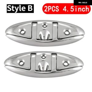 4.5/5/6/8インチ マリングレード ボート ステンレス 折りたたみ 式 プルアップクリート ドックデッキ マリンハードウェア ラインロープクリート - 2PCS 4.5inch Style B