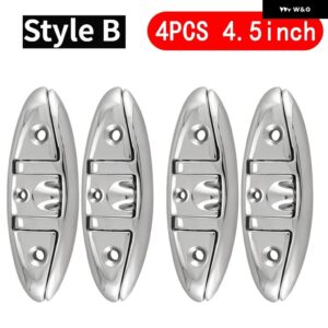 4.5/5/6/8インチ マリングレード ボート ステンレス 折りたたみ 式 プルアップクリート ドックデッキ マリンハードウェア ラインロープクリート - 4PCS 4.5inch Style B