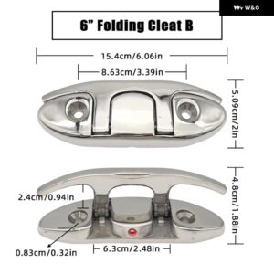 4.5/5/6/8インチ マリングレード ボート ステンレス 折りたたみ 式 プルアップクリート ドックデッキ マリンハードウェア ラインロープクリート - 1PC 6inch Style B