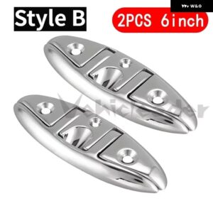 4.5/5/6/8インチ マリングレード ボート ステンレス 折りたたみ 式 プルアップクリート ドックデッキ マリンハードウェア ラインロープクリート - 2PCS 6inch Style B