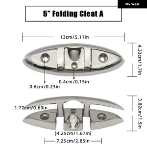 4.5/5/6/8インチ マリングレード ボート ステンレス 折りたたみ 式 プルアップクリート ドックデッキ マリンハードウェア ラインロープクリート - 1PC 5inch Style A