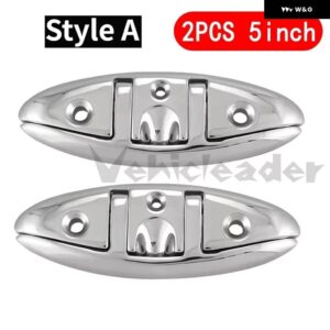 4.5/5/6/8インチ マリングレード ボート ステンレス 折りたたみ 式 プルアップクリート ドックデッキ マリンハードウェア ラインロープクリート - 2PCS 5inch Style A