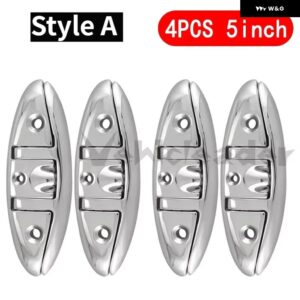 4.5/5/6/8インチ マリングレード ボート ステンレス 折りたたみ 式 プルアップクリート ドックデッキ マリンハードウェア ラインロープクリート - 4PCS 5inch Style A