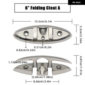 4.5/5/6/8インチ マリングレード ボート ステンレス 折りたたみ 式 プルアップクリート ドックデッキ マリンハードウェア ラインロープクリート - 1PC 6inch Style A