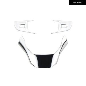 3個セット 車 ステアリングホイール トリム カバー プジョー 408 2014-2019 センター コンソール スタイリング カーアクセサリー - ABS Silver