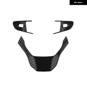 3個セット 車 ステアリングホイール トリム カバー プジョー 408 2014-2019 センター コンソール スタイリング カーアクセサリー - ABS carbon fiber