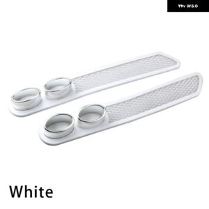 1組 汎用 ABS ゴム 車 オート スタイリング フェイク 装飾 ベント グリッド マフラー パイプ 粘着テープ 車テールカスタム - WHITE