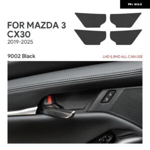 4PCS トップスエード トリム LHD RHD ステッカー マツダ 3 アクセラ CX30 CX-30 2019 - 24 2025 車内ドアボウル パネル - black　lhd　rhd　4pcs
