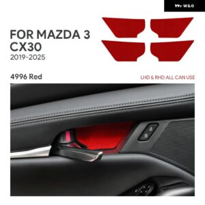 4PCS トップスエード トリム LHD RHD ステッカー マツダ 3 アクセラ CX30 CX-30 2019 - 24 2025 車内ドアボウル パネル - red　lhd　rhd　4pcs